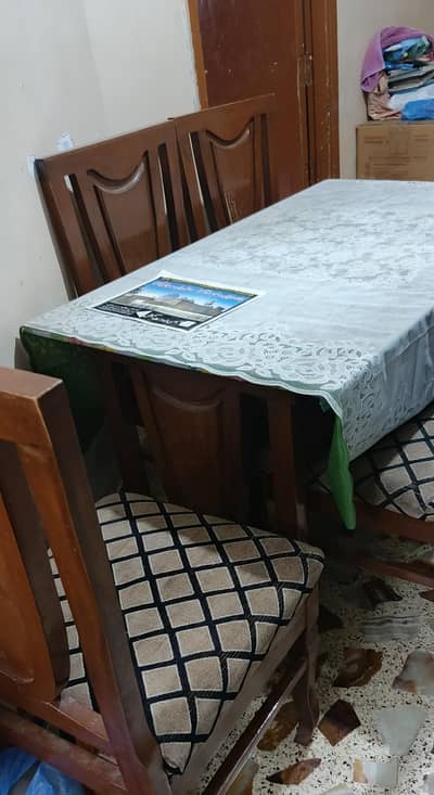 6 chairs sheesham wood dining table with glass top like  new