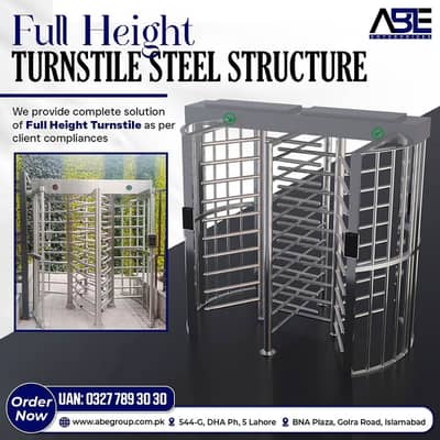 Full Height Turnstile Gate (MS / Stainless Steel) – High Security