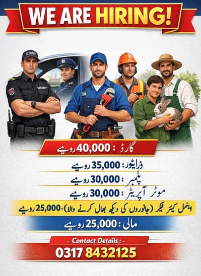 farmhouse staff required at choa saiden shah dist chakwal