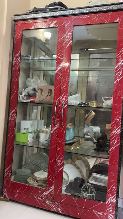 glass shelves/ Showcase – Good Condition – Stylish Red Design