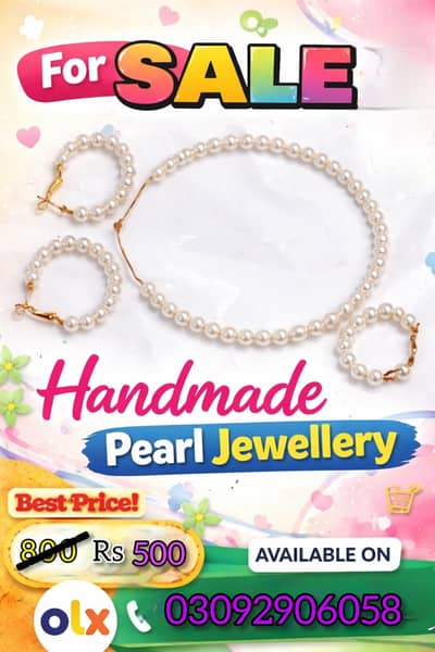 handmade Pearl jewellery set beautiful simple and gorgeous jewellery