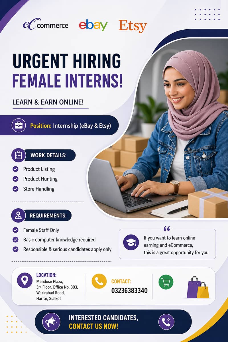 Urgent Hiring – Female Interns for eCommerce (eBay & Etsy ...