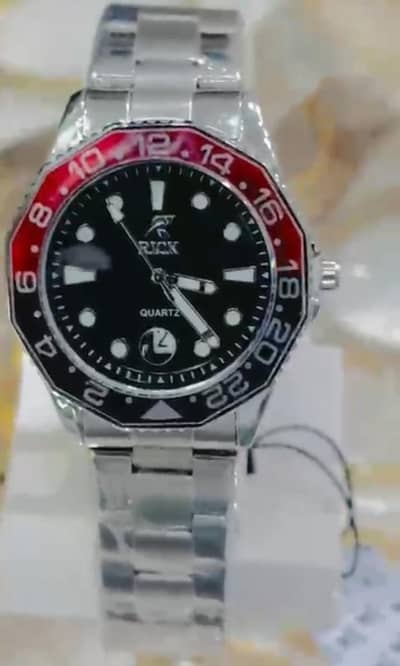 Red Black Bezel Steel Chain Watch COD Khipro 4500