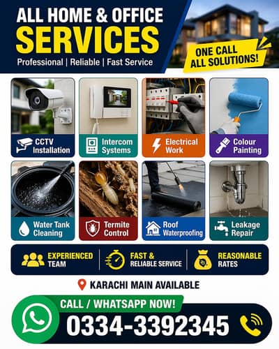 CCTV Tank Cleaning Termite Painter Waterproofing Leakage Repair