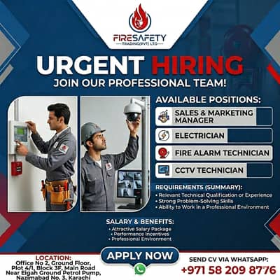 Sales & Marketing Manager Electrician Fire Alarm Technician CCTV Tec