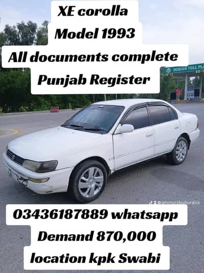 Xe corolla urgent sale 0343,6187,889 only whatsapp