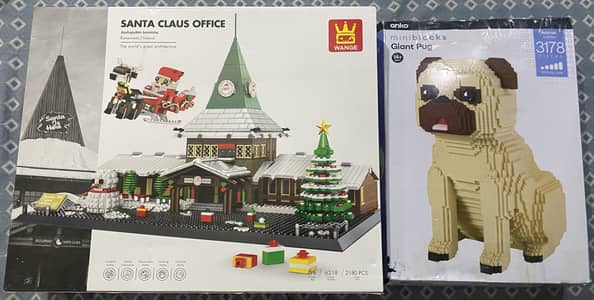 Building Block Bundle deals- WANGE 6218 Santa Claus Office + Giant Pug