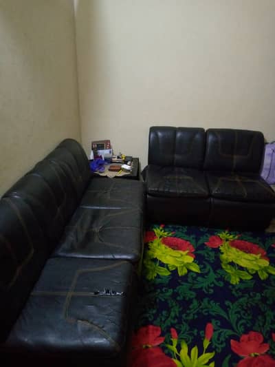5 Leather Armless Loveseats Sofas For Sale.