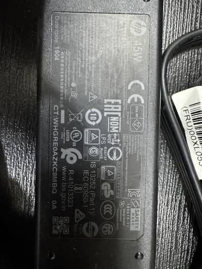 HP 45W Laptop charger blue pin.