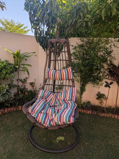 Home Single Seater with Cushion & Hook Standard Hanging Metal Swings