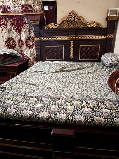 Bed,Two side Table, Drasing, iron stand