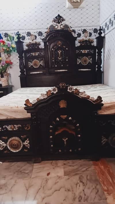 double bed with dressing and wardrobe