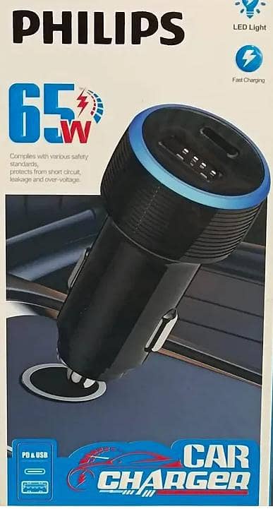 Philips 65W car charger dual usb-C & usb-A