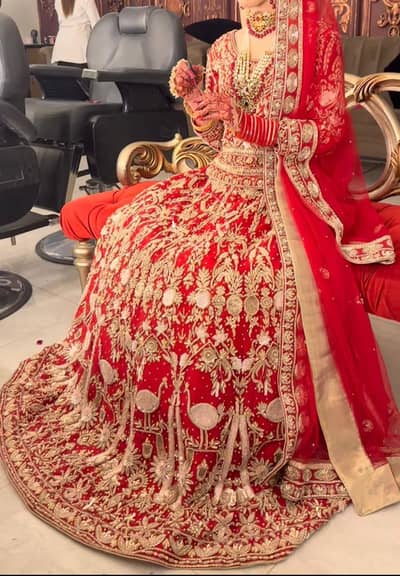 For Sale Stunning Red Bridal Dress with Heavy Golden Work