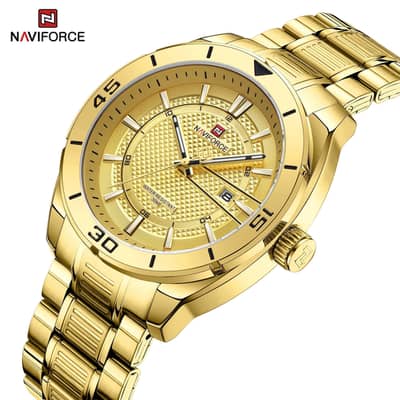 gold colour naviforce brand watch
