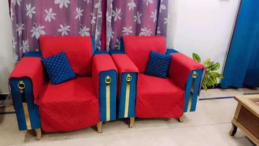 Cusion bed solid wooden with 5 seater sota