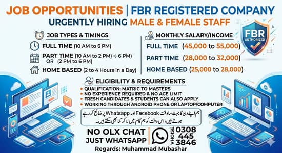 We are hiring Office Base Home Base Full time and Part time