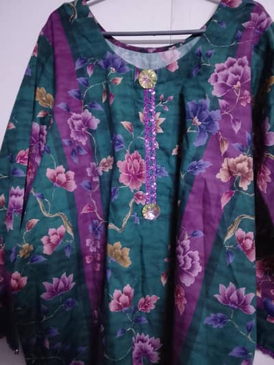 two piece stitched suit with lace detailling in large size