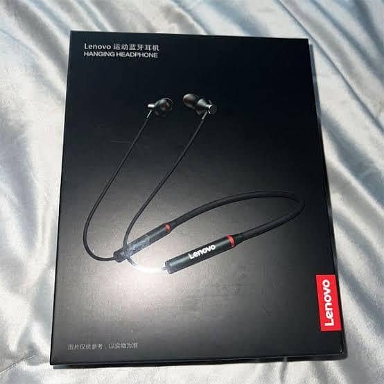 100% Original Lenovo HE05X Bluetooth 5.0 Earphones Wireless Neckband Headset, Magnetic, Waterproof IPX5, HiFi Sound, 8H Playtime, Sports Earbuds with Mic (Black) - Global Version