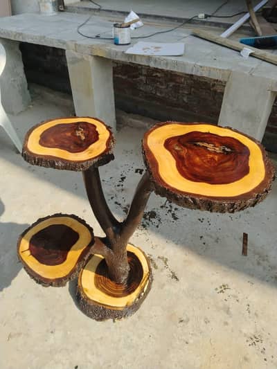 wooden table and a corner piece