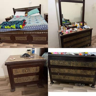 king size bed without mattress sides tables dressing
