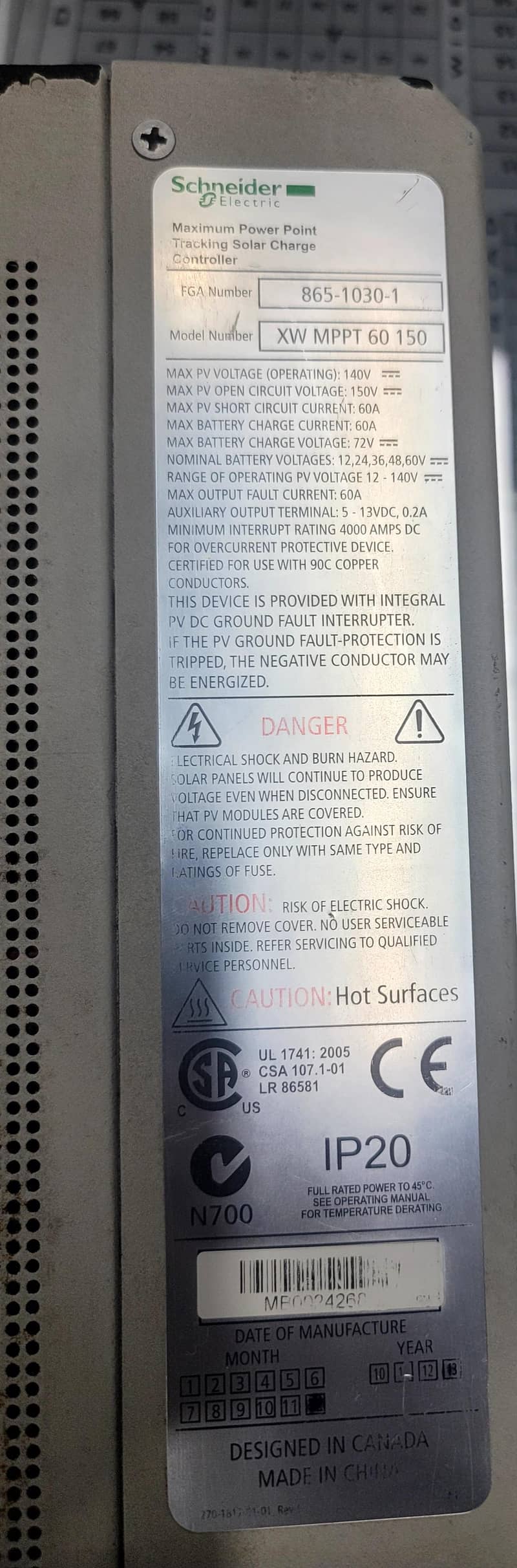 schenider charge controller 2