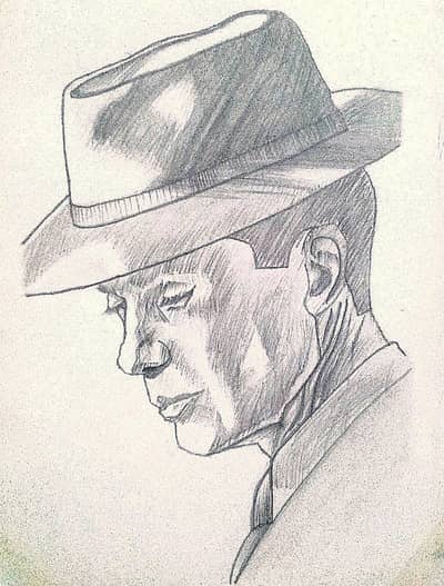 Thomas shall be sad pose handmade sketch with pencil graphite