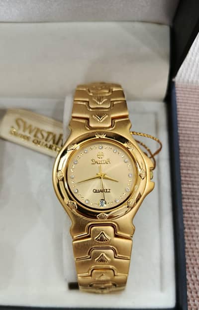 Swistar Swiss Quartz 22k Gold Unisex watches(both)