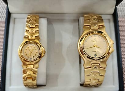 Swistar Swiss Quartz 22k Gold Unisex watches(both)