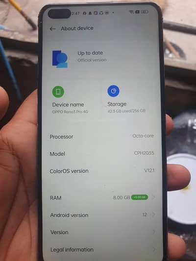OPPO RENO 3 PRO 8/256 GB PANEL CHANGE BOX SATH  03292500077 call kra