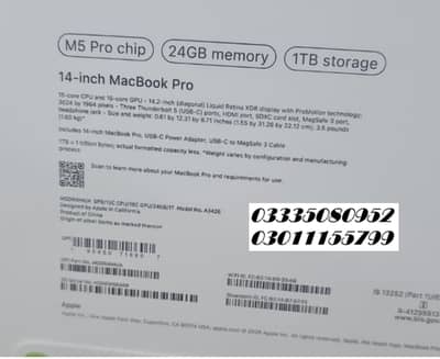 Macbook Pro 14" / M5 Pro / 15C-16C / 24GB-01TB - Space Black / MGDR4