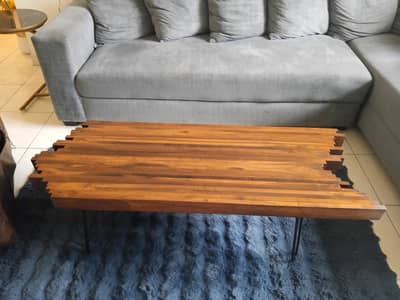 Modern Handmade Solid Wood Coffee Table with Hairpin Legs