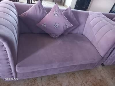 7 seater sofa in beautiful lilac colour velvet stuff