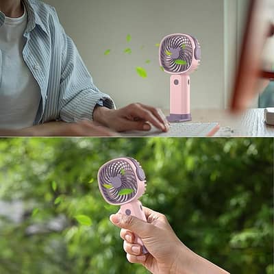 Teksome Handheld Small Fan,Outdoor Portable Fan 3-speed | Phone Holder