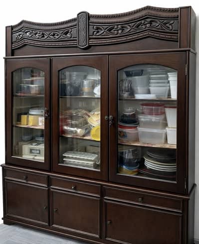 Elegant Solid Wooden Showcase Glass cabinet | Spacious Storage