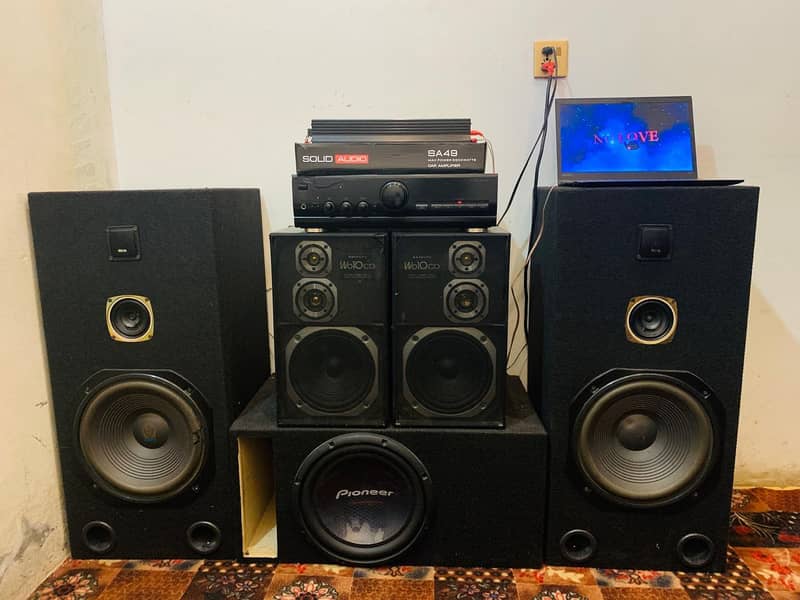 Heavy Bass Audio System Pioneer SubWoofer Solid Audio Amp Bass Speaker ...