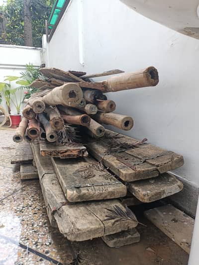 Bamboos, planks, shutterings etc