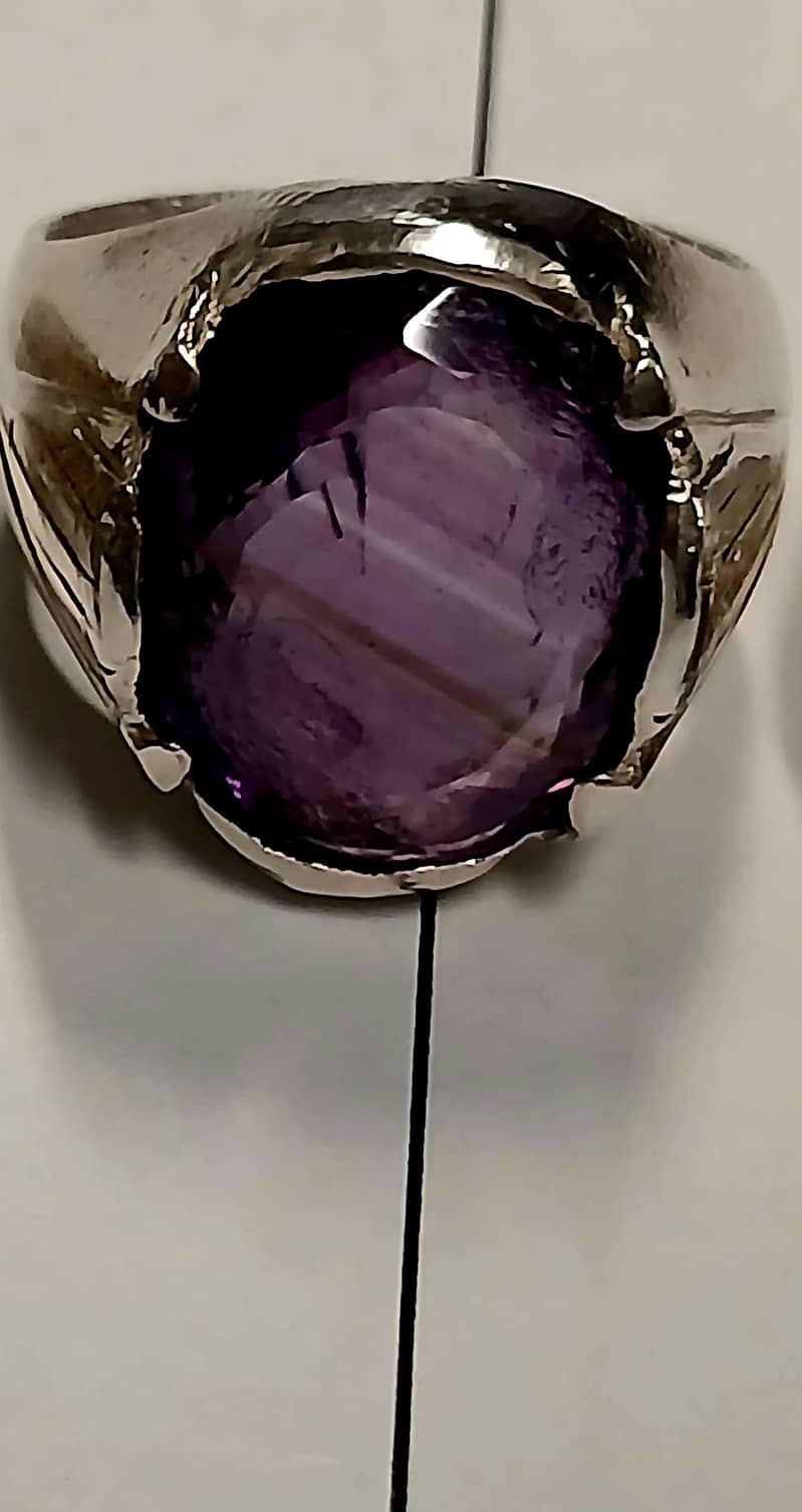 amethyst  chandi ring 0