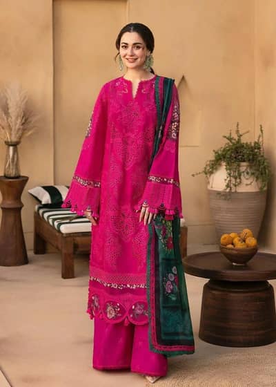 3 PCs women unstitched embroided suit.