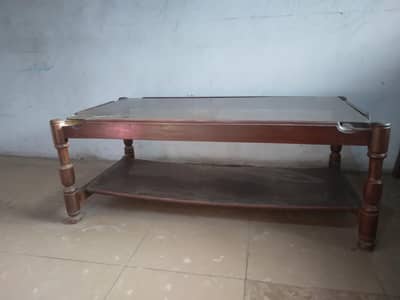 wooden glass centre table