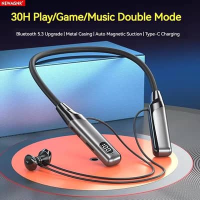 Wireles Bluetooth Neckband Headphones LED Display Earphones