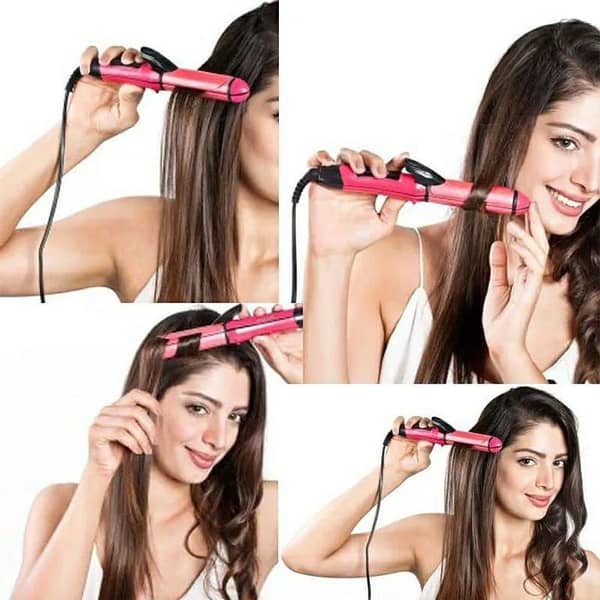 NOVA 2 in 1 Hair Straightener NHC-2009 - Pink