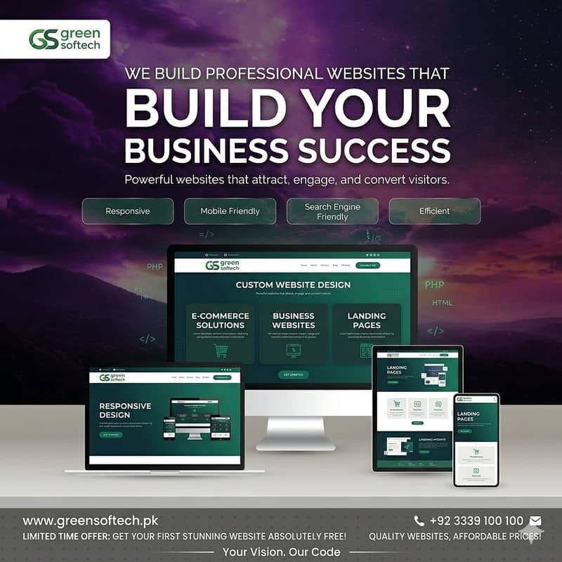Modern & Responsive Web Development, Custom Software and Mobile App 1