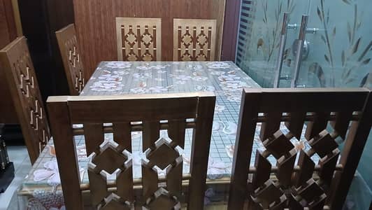 pure wood dinning table with 6 chairs