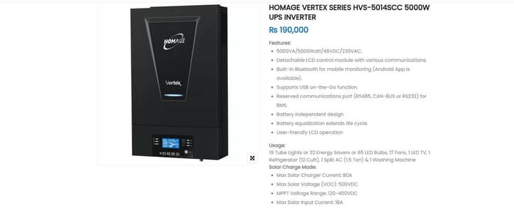 Homeage vertex series HVS 5014SCC  500w UPS Inverter| Ups for sale