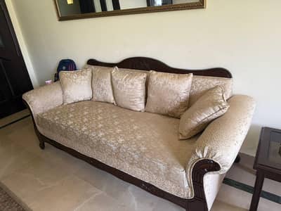 (Full Drawing including rug tables) 7 Seater chinoti shisham sofa