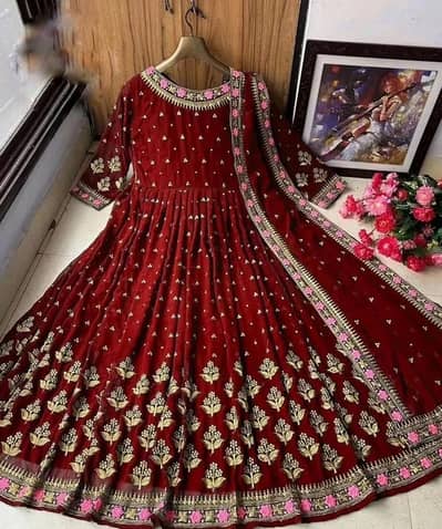 3 piece women's stitched shamoz silk embroidered Maxy and trouser