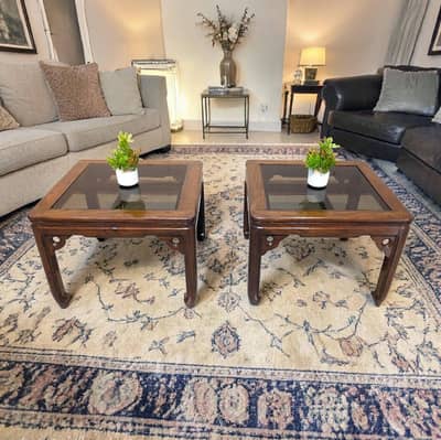Solid Sheesham Wood - Pair of Corner Tables.