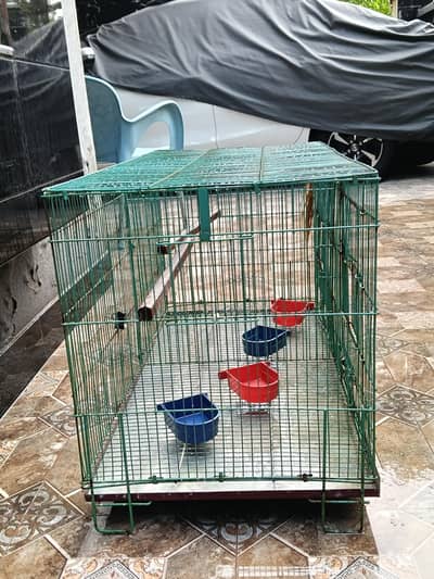 Folding cage 3ft by 1.5 by 1.5  2 partition with 2 sticks and 4 pots