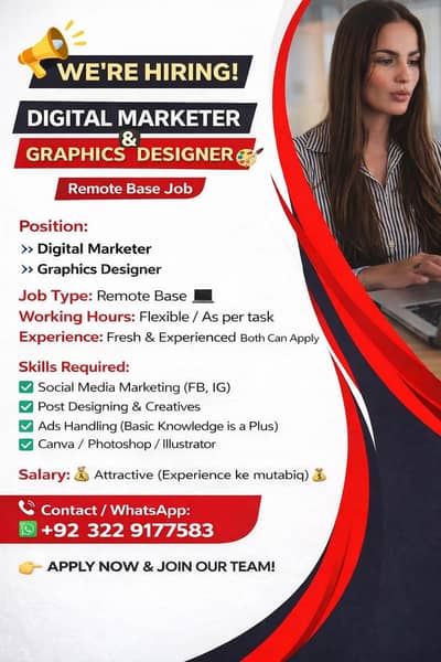 Digital Marketer & Graphics Designer Required Work From Home